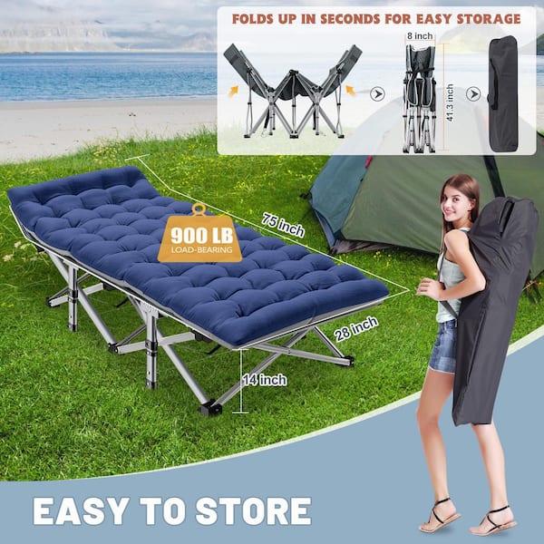 BOZTIY XL Folding Bed Cot with 3.3 in. 2-Sided Mattress 75