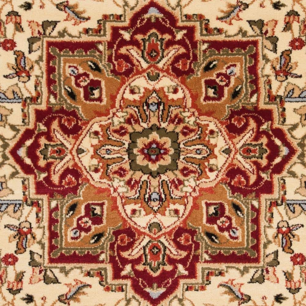 Ivory and Red Floral 6' x 9' Synthetic Area Rug