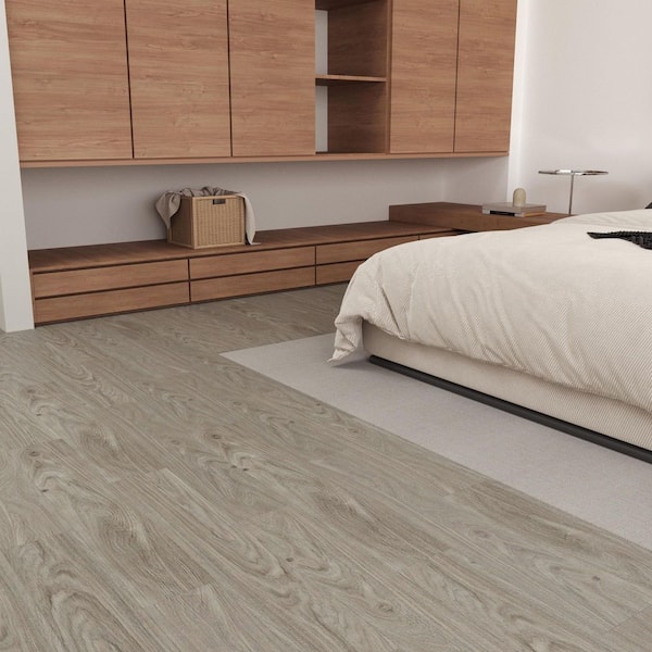 12 MIL 6 in. x 36 in. Peel and Stick Vinyl Flooring, UV Surface Flooring Tile in Log Grey, Water-Resistant(54 sq. ft.)