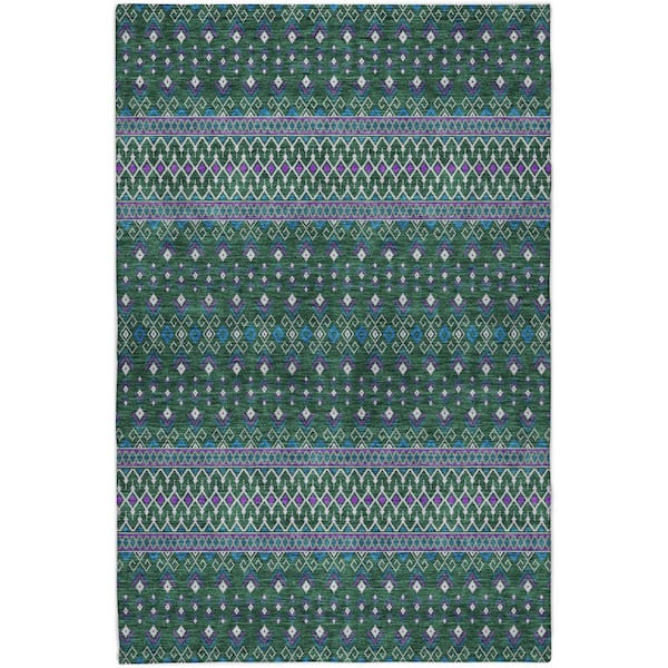 Dream Shag Premium Machine Washable Abstract ADS708 Green 5 ft. x 7 ft. 6 in. Area Rug