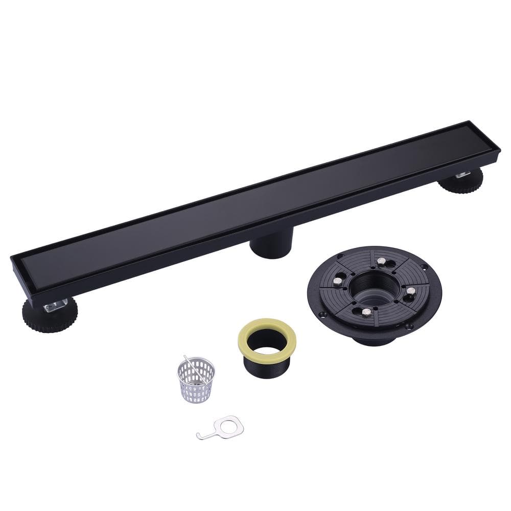 24 in. Linear Shower Drain in Black with Removable Cover Grate price history on PriceWatchPro