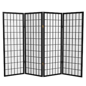 4 ft. Short Window Pane Shoji Screen - Black - 4 Panels