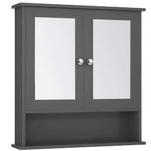 22 in. W x 23 in. H Rectangular Gray MDF Surface Mount Medicine Cabinet with Mirror