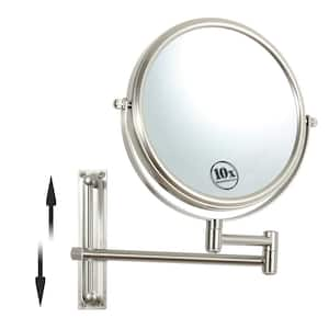 16.7in. W x 13 in. H Round Magnifying Height Adjustable Wall Mounted Bathroom Makeup Mirror in Nickel