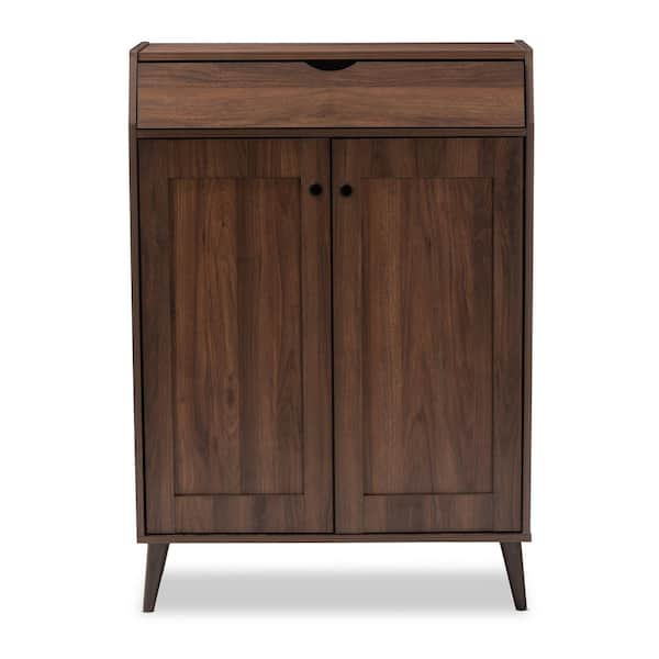 Baxton Studio Cormier Brown MDF 1 Drawer Shoe Cabinet 153 9159 HD