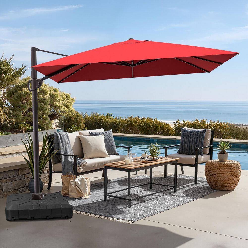 11 ft. x 9 ft. Rectangular Outdoor Cantilever Patio Umbrella in Red with 260 lbs. Base Stand price history on PriceWatchPro