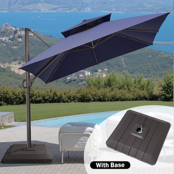 Crestlive Products 10 ft. Square Patio Cantilever Umbrella w/ Fillable 240 lb. Weighted Base Aluminum Outdoor Offset Umbrella in Navy Blue ... Crestlive Products 10 ft. Square Patio Cantilever Umbrella w/ Fillable 240 lb. Weighted Base Aluminum Outdoor Offset Umbrella in Navy Blue ...