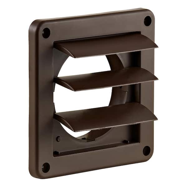 4 in. Plastic Wall Exhaust Dryer Vent with 3-Louvers, Brown