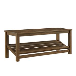 Welwick Designs 48 In. Dark Walnut Industrial Entry Bench With Shoe ...