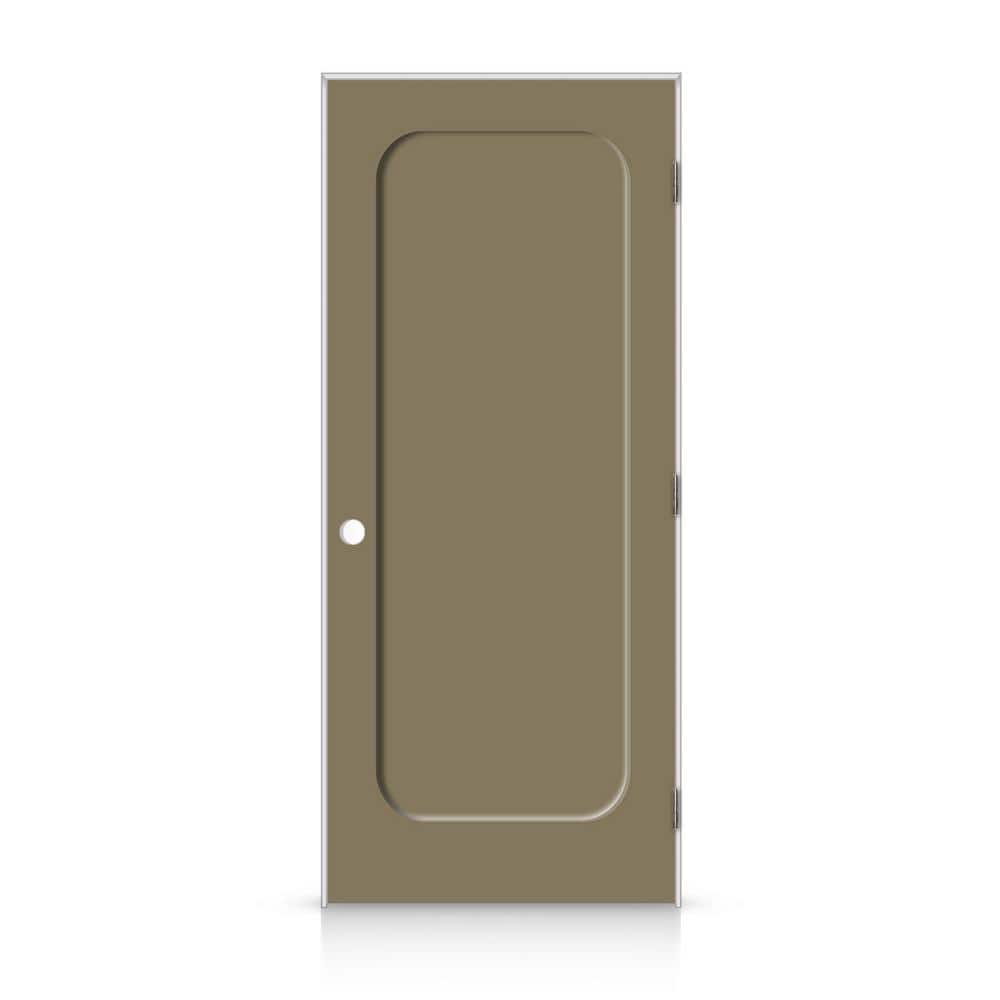 24 in. x 84 in. Left-Handed Curved 1 Panel Shaker Olive Green Painted Smooth Composite Single Prehung Interior Door price history on PriceWatchPro