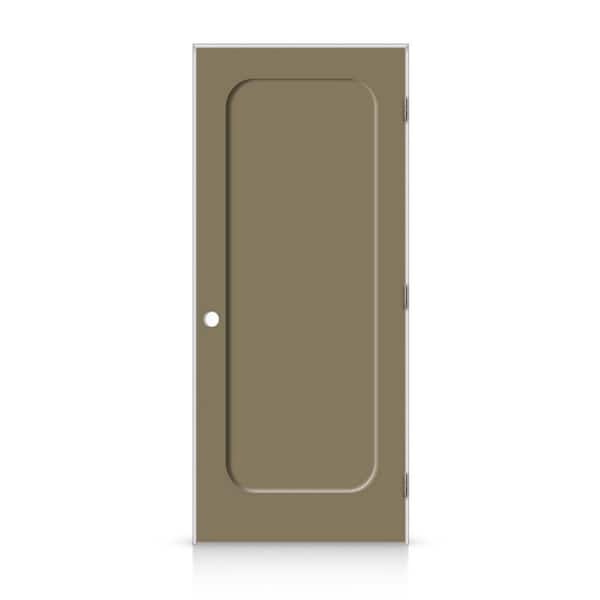 CALHOME 32 in. x 96 in. Left-Handed Curved 1 Panel Shaker Olive Green Painted Smooth Composite Single Prehung Interior Door