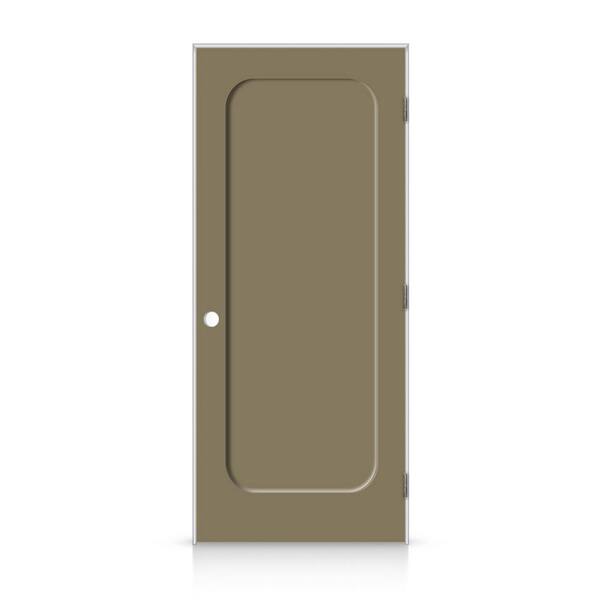 CALHOME 40 in. x 96 in. Left-Handed Curved 1 Panel Shaker Olive Green Painted Smooth Composite Single Prehung Interior Door