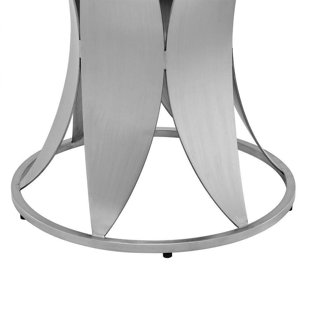 Petal Round Silver Glass and Stainless Steel Dining Table