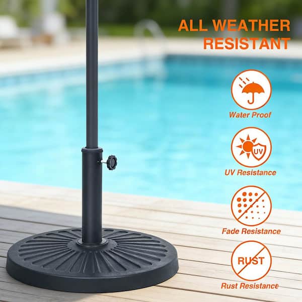 10 aluminum solar lighted offset patio umbrella with base Ainfox 10ft Double Top Heavy-Duty Patio Cantilever Umbrella with lights and Cross Base,5-Year-Non-Fading Outdoor Large Offset Hanging Aluminum main image 1
