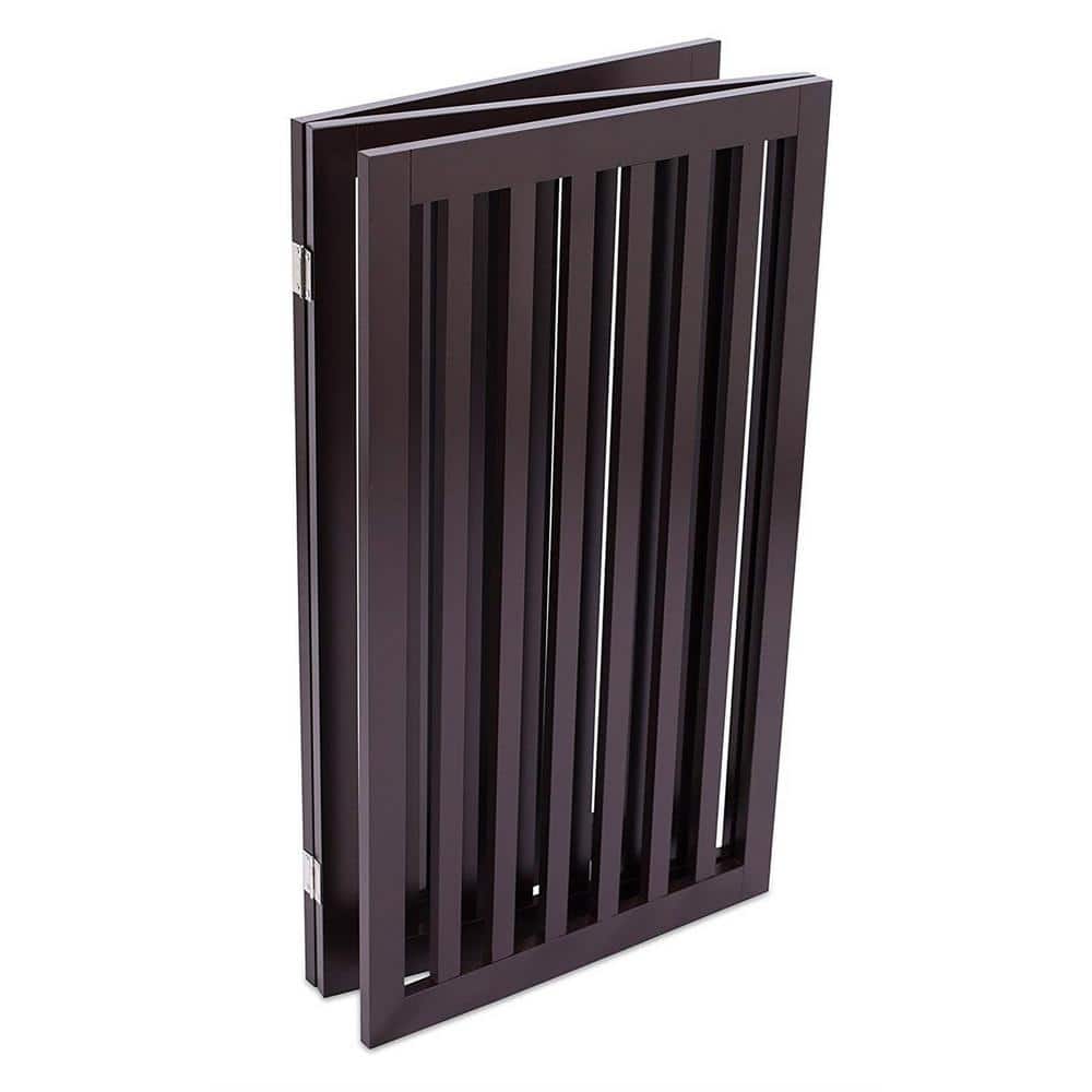 Espresso Solid Wood Freestanding Pet Gate, 36" Height
