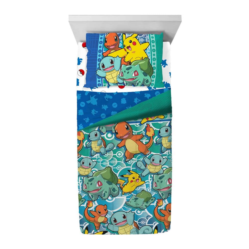 Pokemon First Starters Twin Multicolor Polyester Bed in a Bag Set