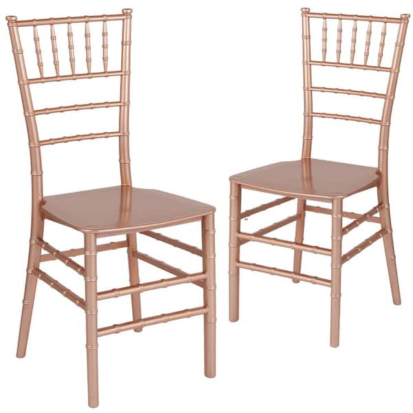 Carnegy Avenue Rose Gold Flat Seat Resin Chiavari Chairs (Set of 2)