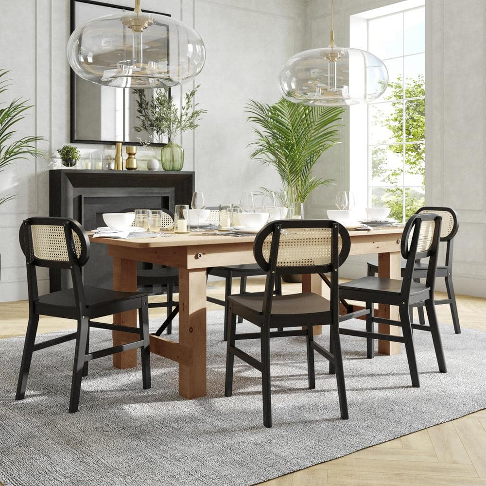 Carnegy Avenue Black Wood Dining Chair Set of 2 CGASK524951BLHD The Home Depot