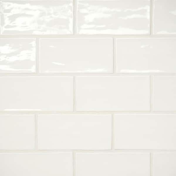 Marin 2.5 in. x 5 in. Glossy Pearl White (White) Ceramic Subway Wall Tile (5.38 sq. ft. /Carton)