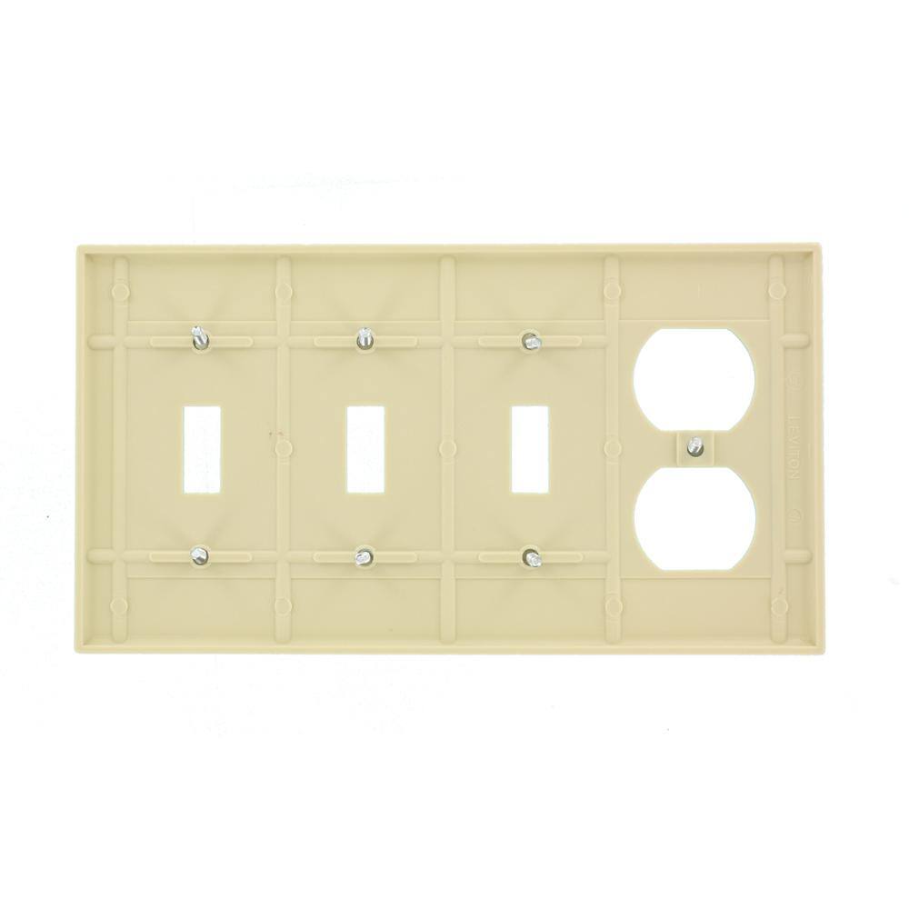 Ivory Thermoset 4-Gang 3-Toggle 1-Duplex Wall Plate