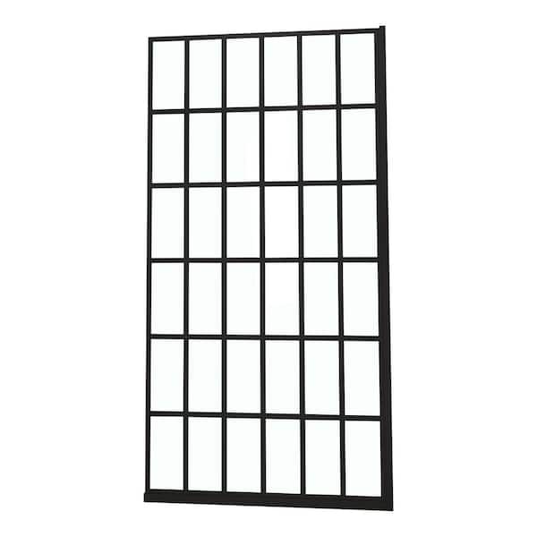 38 in. W x 72 in. H Fixed Single Panel Frameless Shower Door in Matte Black Finish with 5/16 in. Clear Glass