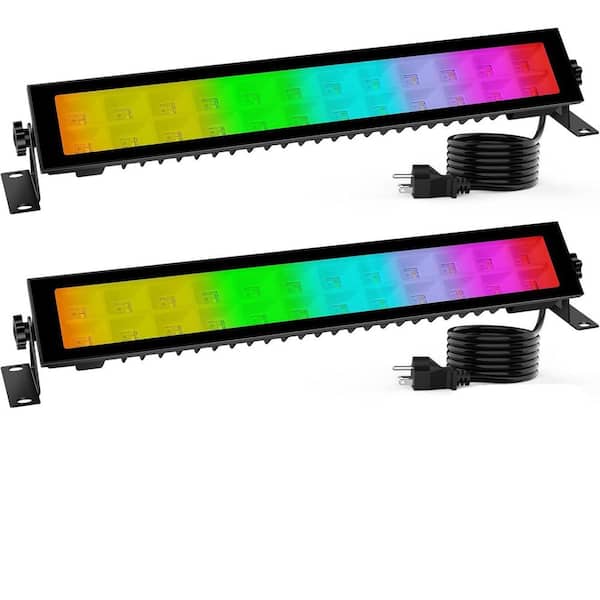 2-Pack 48-Watt LED RGB Aluminum Wall Washer Light Bars IP66 Waterproof w/ APP/Remote Control for Outdoor Events, Garden