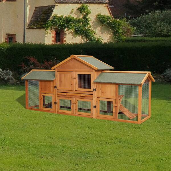 79.5 in. Extra Large Bunny Cage with 2 Runs House Small Animal Habitats for Guinea Pigs Hamster Removable Tray
