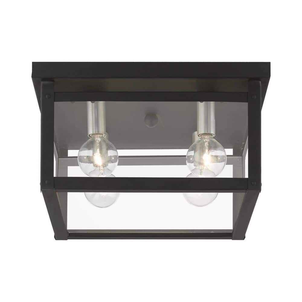 Milford Square 4-Light LED Flush Mount in Black and Brushed Nickel