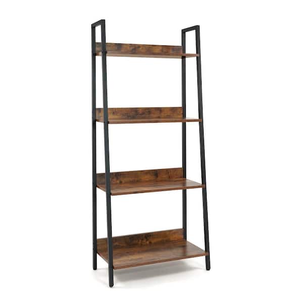 CAPHAUS 52 in. Rustic Oak 4 Tier Bookshelf, 24 in. Width Free Standing Shelf, Bookcase Shelf Storage Organizer