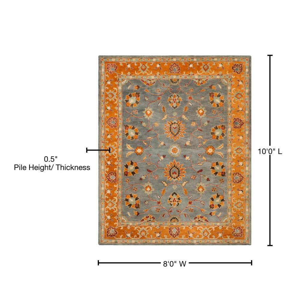 Blue 8' x 10' Hand-Tufted Wool Rectangular Rug