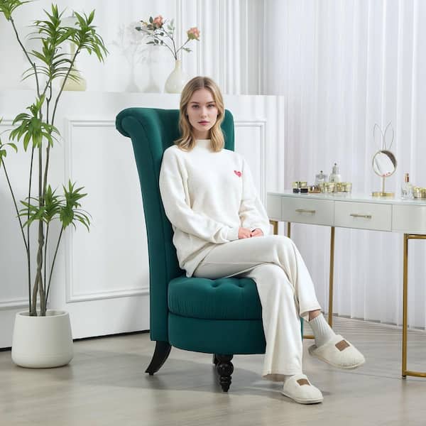 HOMCOM Retro High Back Armless Royal Accent Chair, Fabric