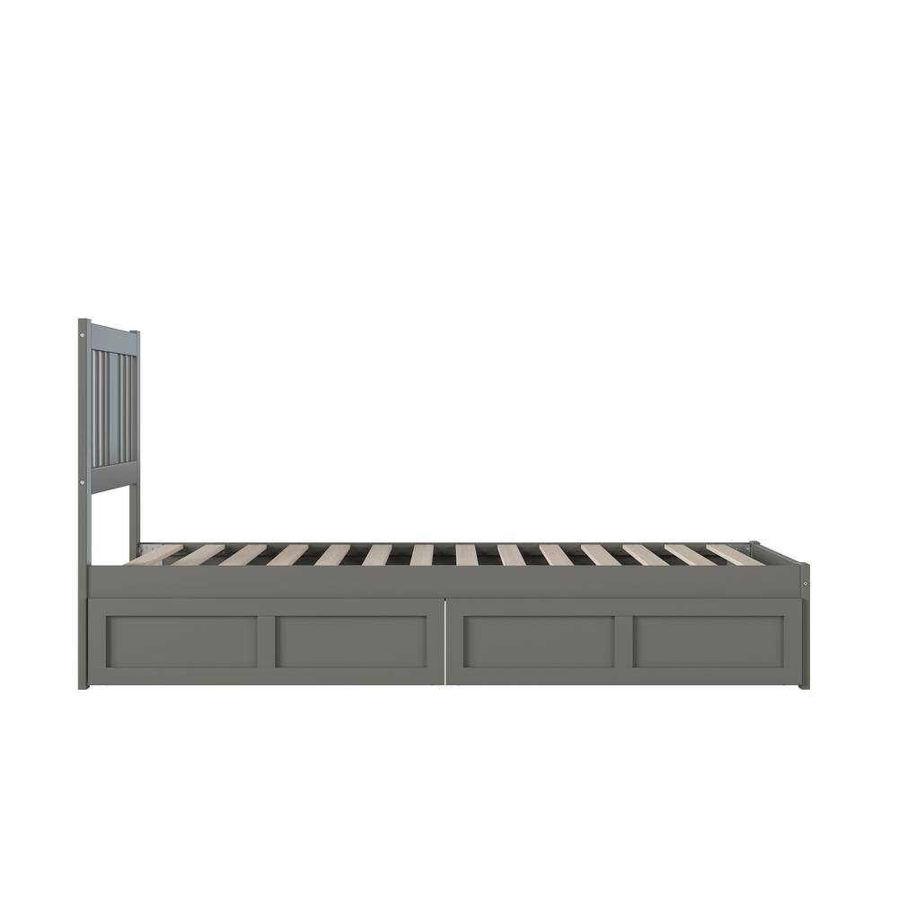 Tahoe Twin XL Gray Wood Platform Bed with Storage Drawers