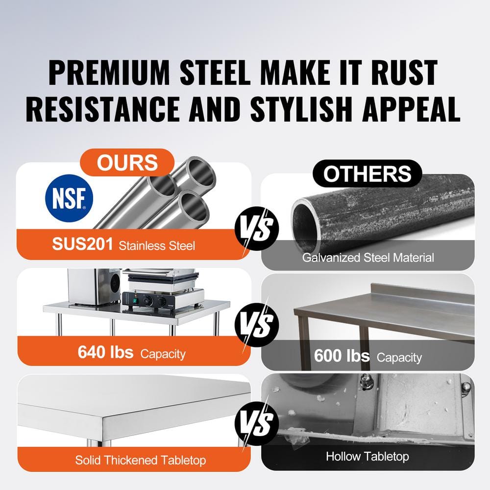 Silver Stainless Steel Adjustable Height Kitchen Cart