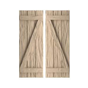 16.5 in. x 38 in. Timberthane Polyurethane 3-Board Joined Board-n-Batten Riverwood Faux Wood Shutters w/Z-Board Pair