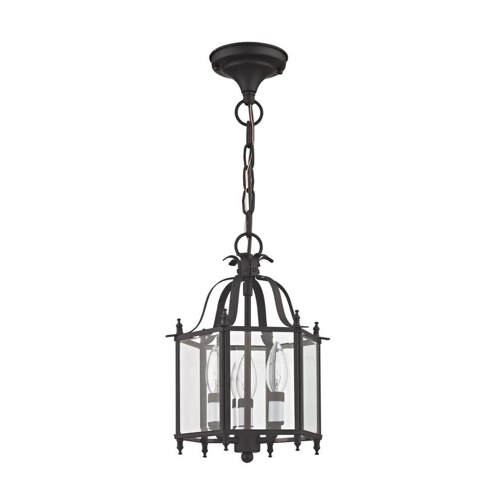 Livingston Bronze Mini Pendant/Ceiling Mount with Clear Beveled Glass