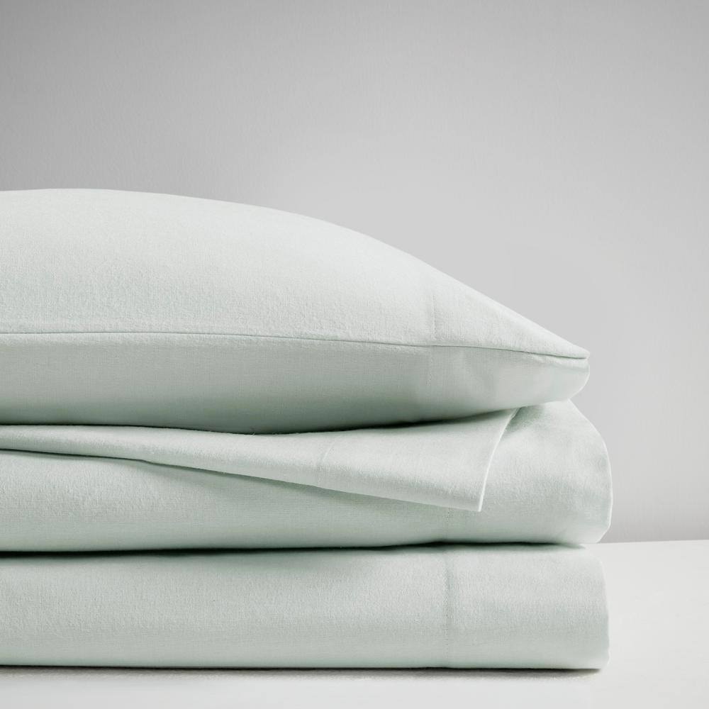 Seafoam Solid Queen Cotton Flannel 4-Piece Sheet Set