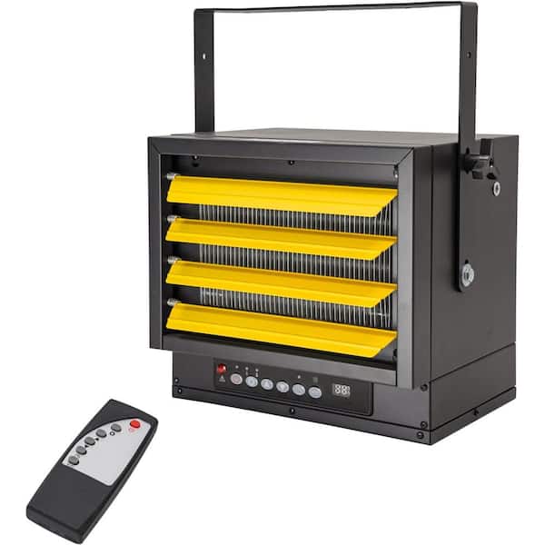 7500-Watt Hardwire Forced Air Garage Electric Wall/Ceiling Heater with Thermostat, 240-Volt, Remote Control, Timer