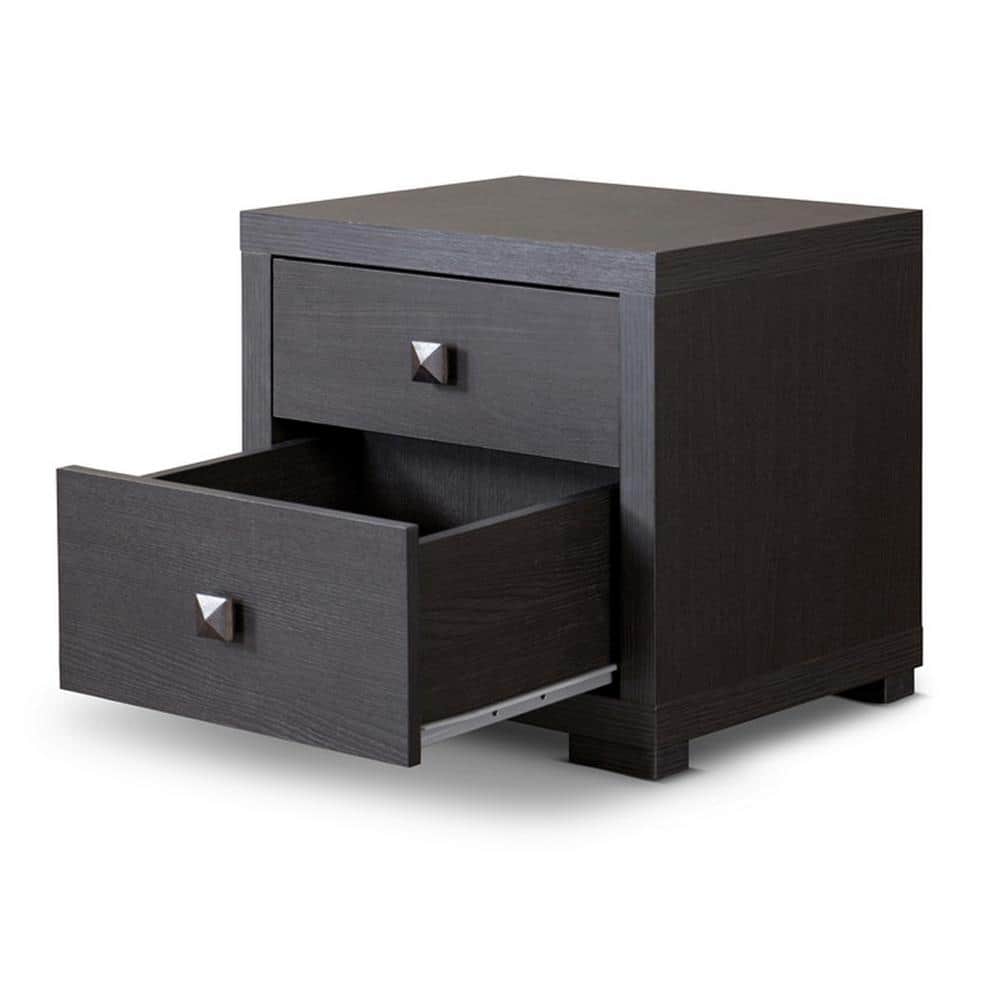 Espresso Faux Wood 2-Drawer Modern Nightstand