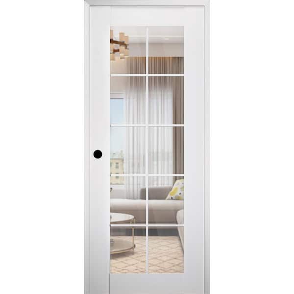 SmartPro 10Lite DIY-Friendly 30 in. x 96 in. Clear Glass Right-Handed Polar White Composite Single Prehung Interior Door