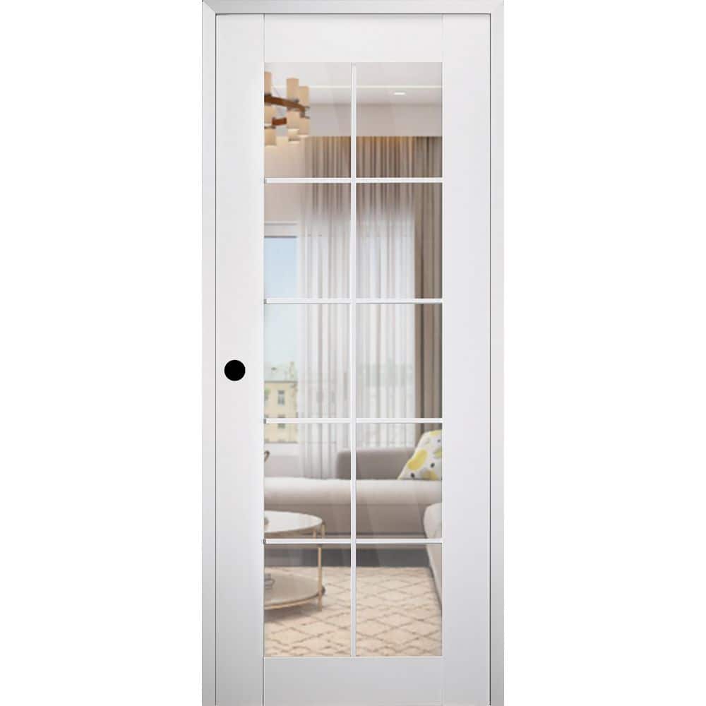 SmartPro 10Lite DIY-Friendly 36 in. x 84 in. Clear Glass Right-Handed Polar White Composite Single Prehung Interior Door price history on PriceWatchPro