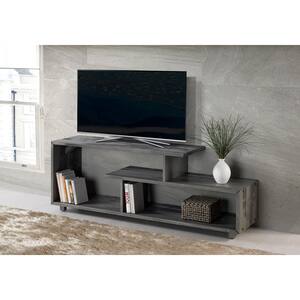 52 in. Gray Wood TV Stand 69 in. with Open Storage