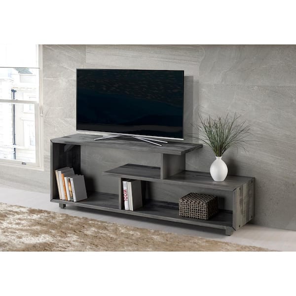 Walker Edison Furniture Company 52 in. Gray Wood TV Stand 69 in. with Open Storage