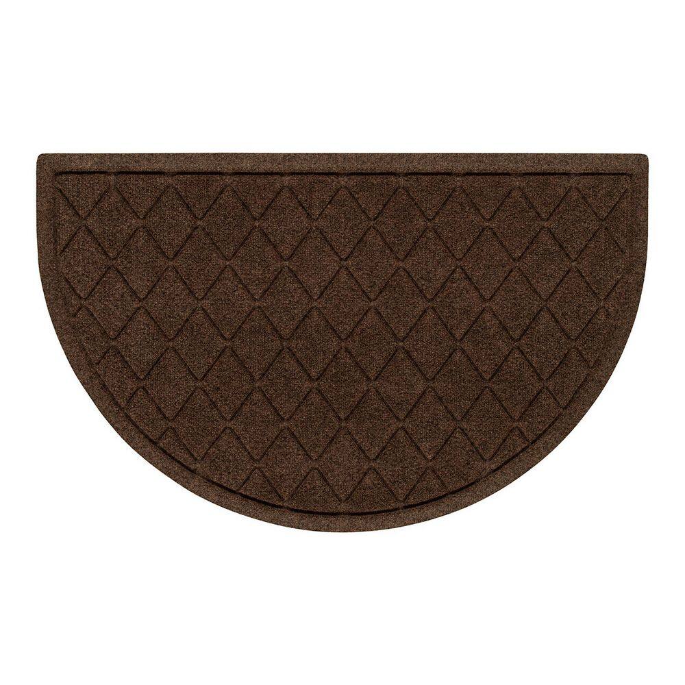 Waterhog Argyle 24 in. x 39 in. Indoor Outdoor PET Polyester Half Round Doormat Dark Brown price history on PriceWatchPro