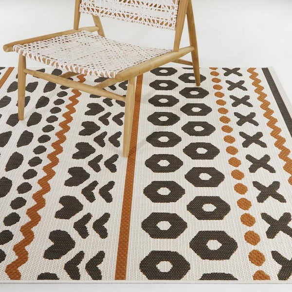 Shepard Orange 7 ft. 10 in. x 10 ft. Tribal Indoor/Outdoor Area Rug
