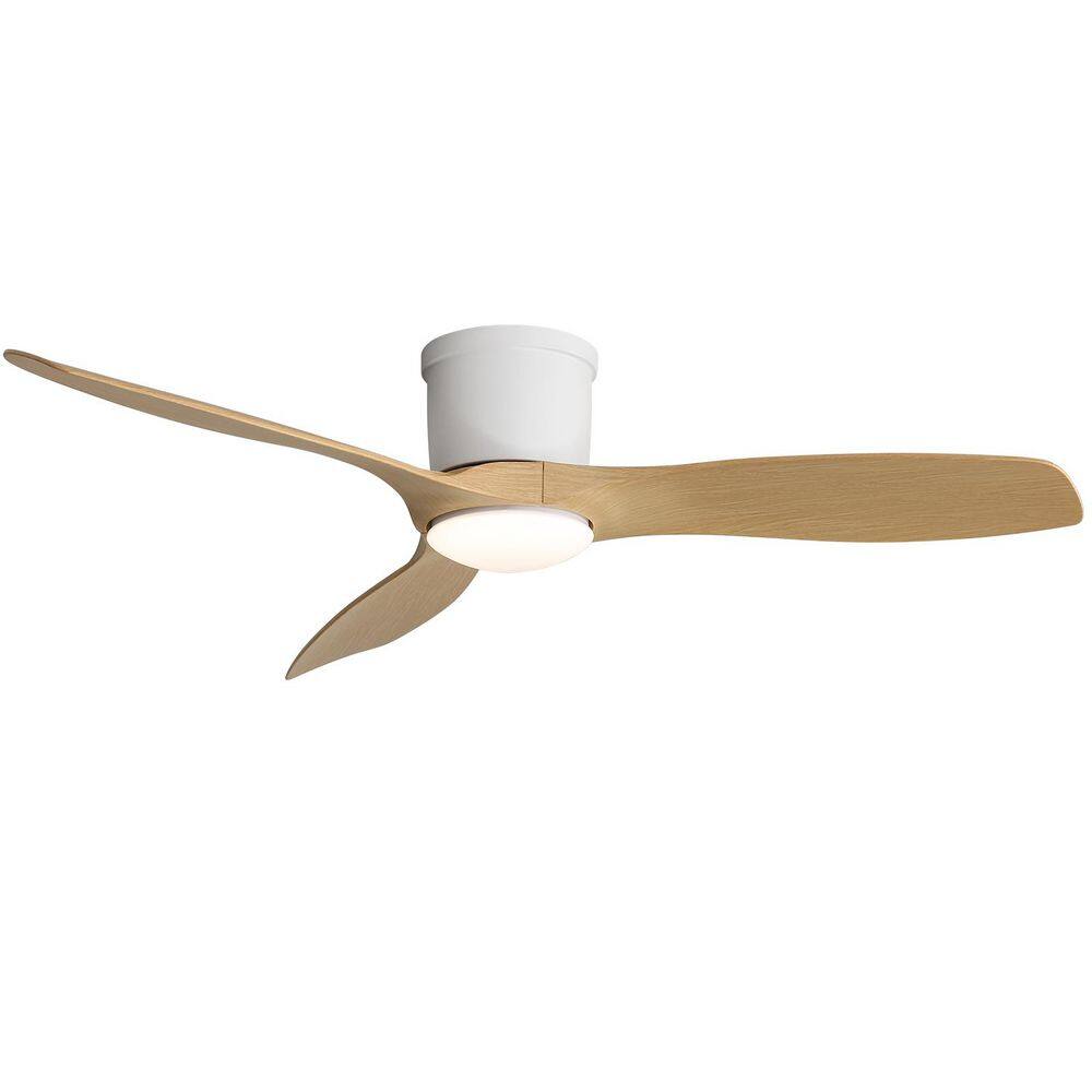 52 in. Smart Indoor White Low Profile Ceiling Fan with LED Light and Remote/App Control, Works with Alexa/Google