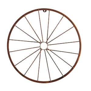22 in. Rustic Copper Metal Vintage Bicycle Wheel Wall Art Decor