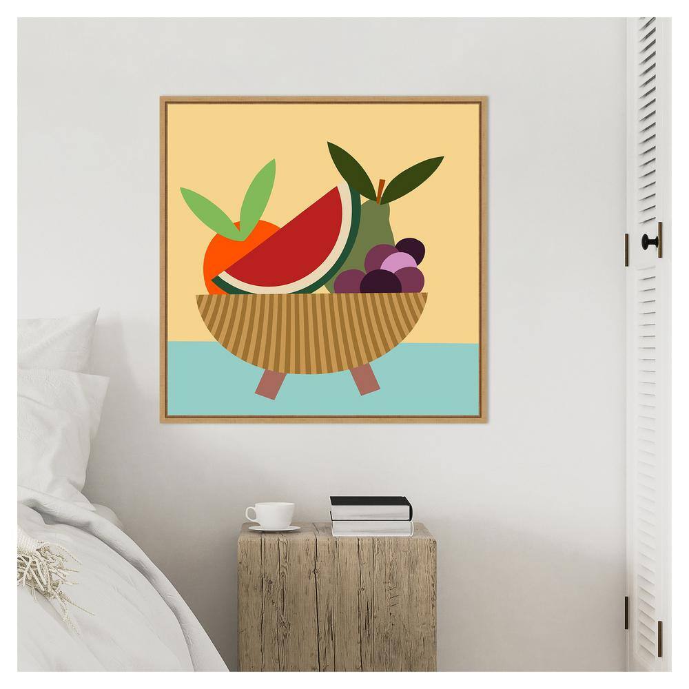 Regina Morre 30"x30" Colorful Geometric Fruit Bowl Framed Canvas Wall Art