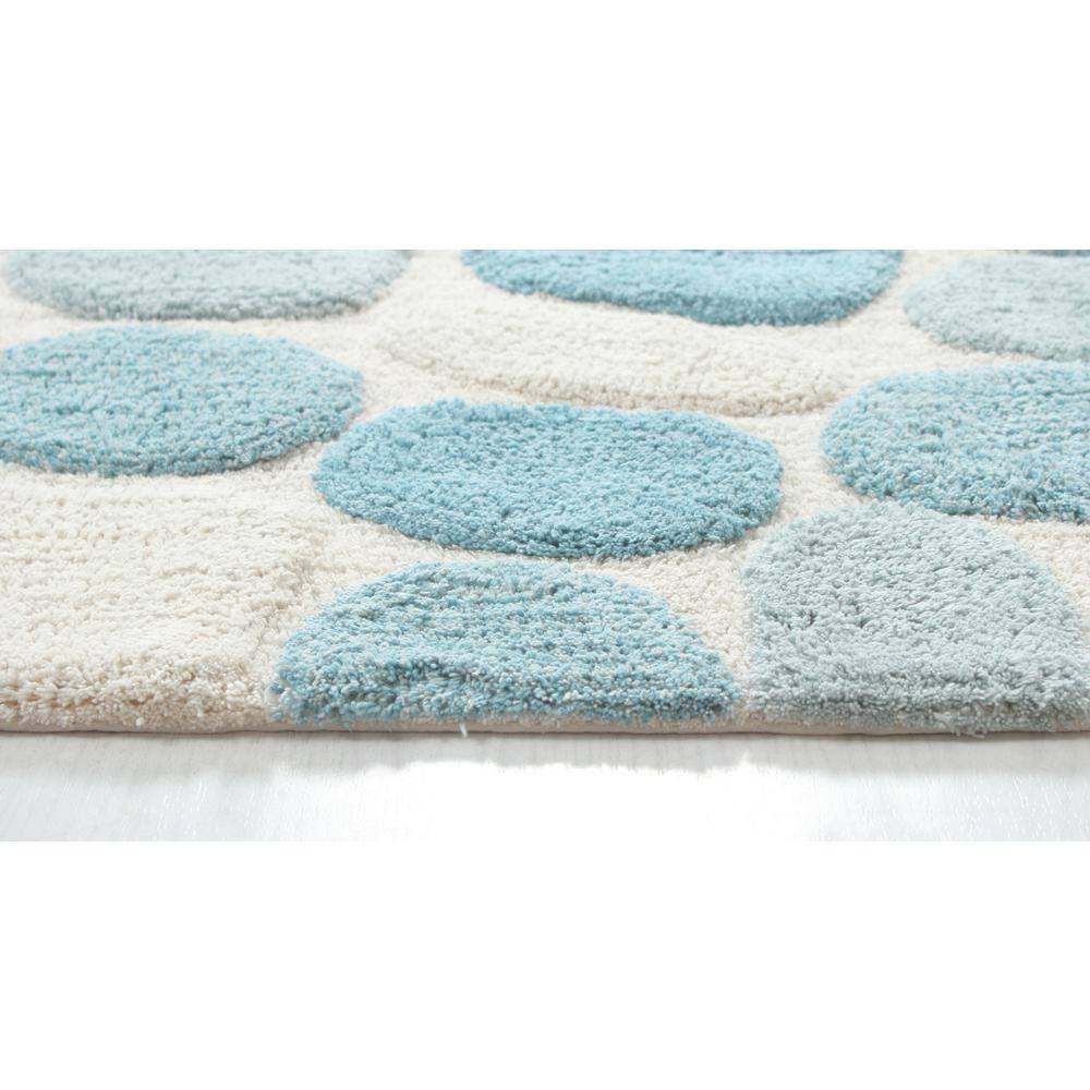 Aquamarine and Gray Cotton Tufted Pebble Pattern Bath Rug Set