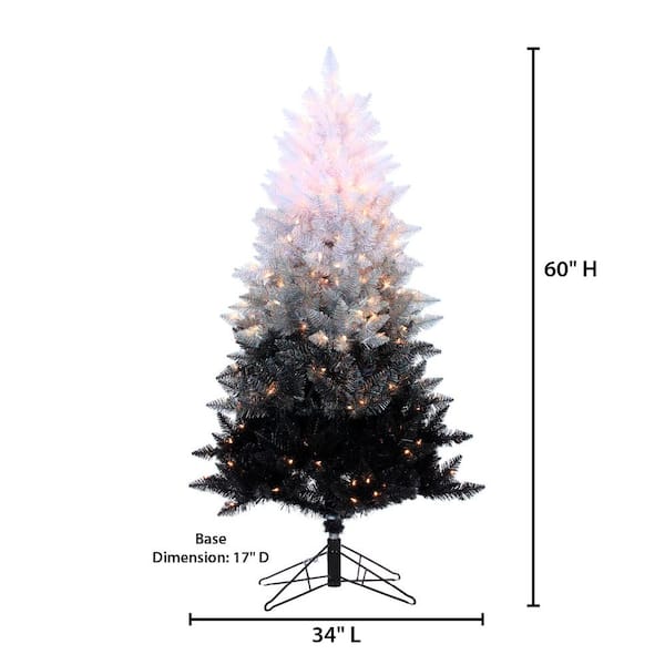 Sterling 5-Foot Vintage Black Ombre Spruce with 250 clear lights 6021--50BW  - The Home Depot