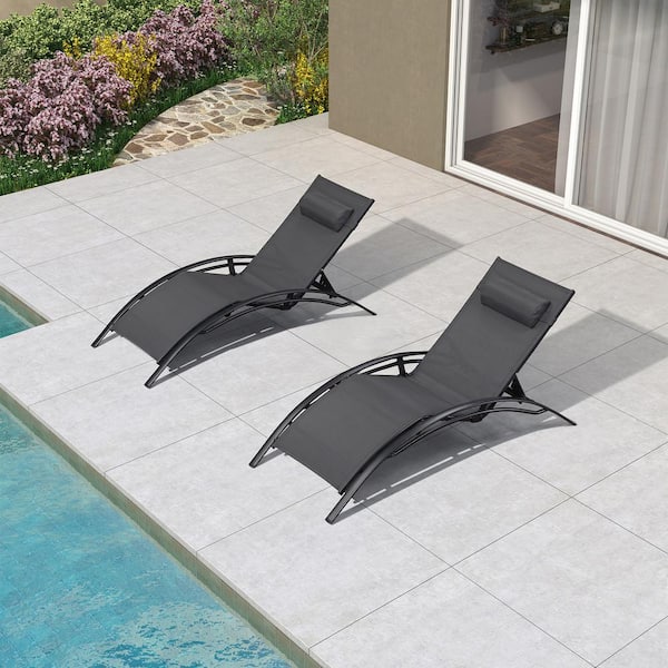 PURPLE LEAF Oversized Outdoor Chaise Lounge Aluminum Beach Pool Sunbathing Lawn Lounger Recliner Chair